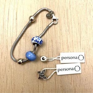 NWOT & NWT Persona 925 Sterling Silver Bracelet with 4 Charms